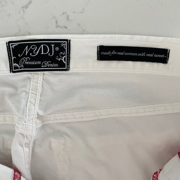 NYDJ Premium Denim Style #P1500 5 Pocket MRise Straight Leg w Flare White Sz 8P - Picture 9 of 12